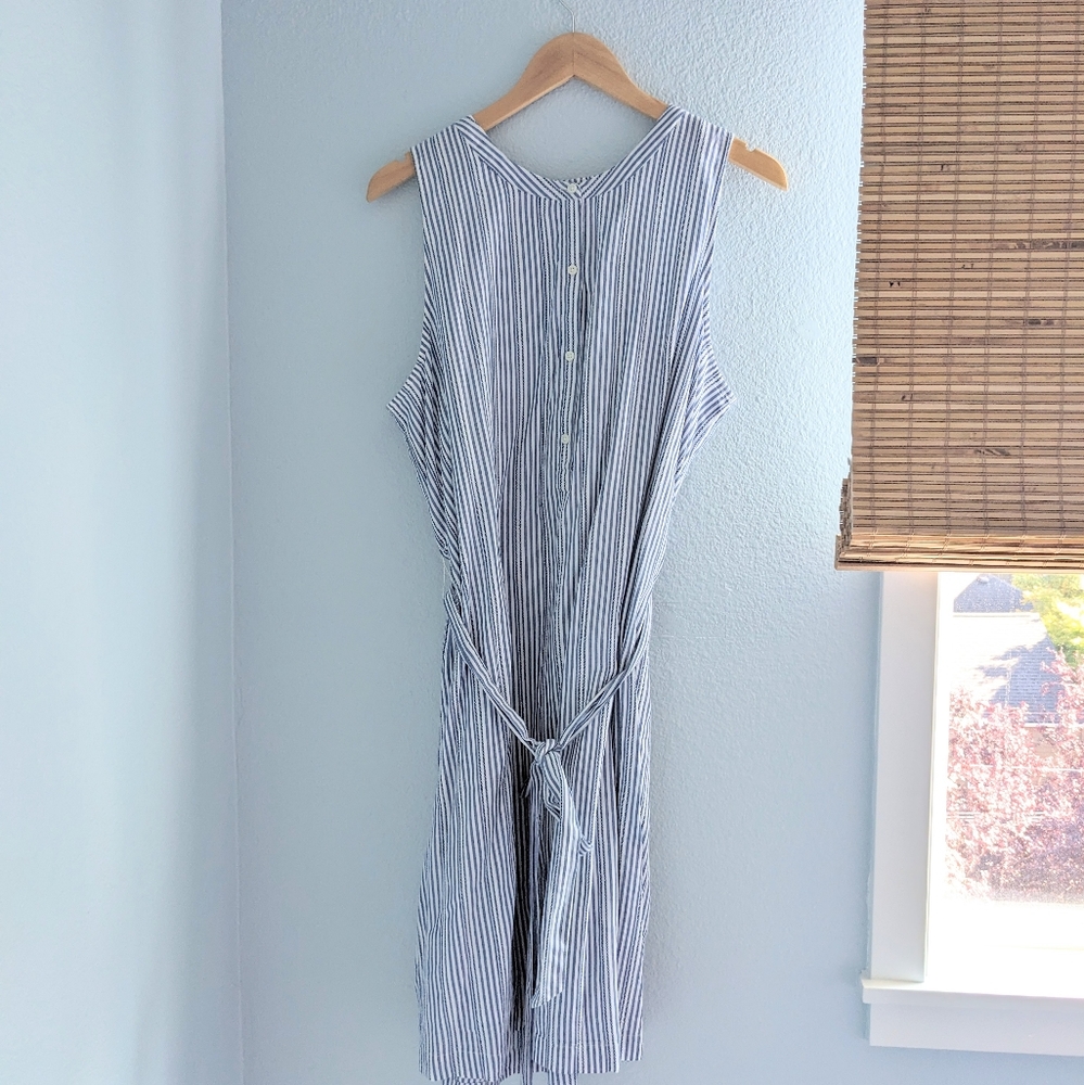 Ann Taylor LOFT NWT Blue and White Striped Front Tie Waist Dress